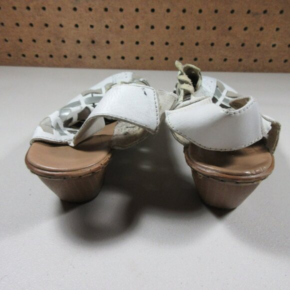 Reiker womens white gray silver Juliane wedge leather sandals 7.5 M 38 - Picture 7 of 10